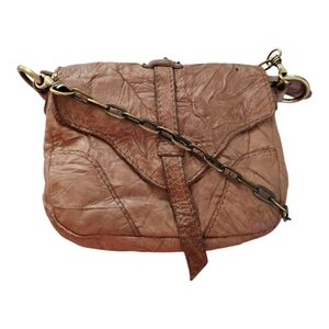 Monserat De Lucca Brown Mini Leather Crossbody Chain Bag